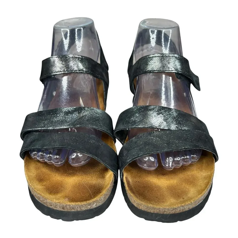 NAOT Women’s Kayla Metallic Grey Slingback Sandal Size 41 US 10/10.5